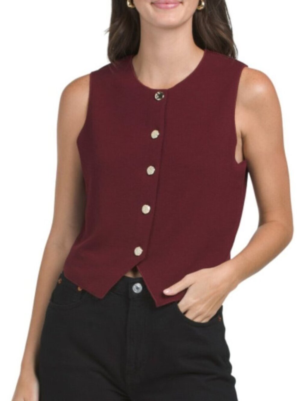 RACHEL ZOE Sleeveless Crew Neck Sweater Vest - Picture 3 of 6
